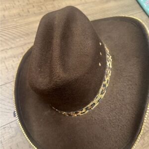 Stylish Brown Western Hat with Beaded Band